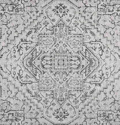 JONATHAN Y SMB105D-3SQ Estrella Bohemian Medallion Textured Weave Black/Gray 3' Square Indoor/Outdoor Area Rug, Pet Friendly, Non-Shedding, Stain Resistant, Easy-Cleaning for Backyard, Patio, Porch